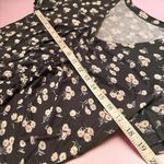 SheIn  Black Floral Ruched Drawstring V-Neck Short Sleeve Crop Top Photo 7