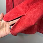 David Brooks Suede Jacket Red Snap Front Moto Minimalist Women's Sz Large Petite Photo 4