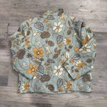 Vintage Painted Pony Linen Tapestry Floral Open Front Jacket Blazer A5 Blue Size M Photo 2