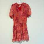Meet‎ me in Santorini big red floral smocked waist dress pink size Large Photo 2