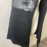 Valerie Stevens Black Faux Fur Knit Vest Size S | Longline Open Front Layering Photo 3