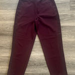 Athleta Maroon High-Waisted Pant 8 Satin Stripe Tapered Leg Trouser Photo 0
