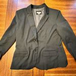 Merona Black Button Up Blazer Striped Cuffs Size 14 Photo 13