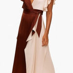 Kate Spade Kate‎ Spade Satin Colorblock Wrap Midi Flutter Sleeve Party Dress Size 2 Photo 0