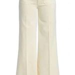 Mother Patch Pocket Roller Skimp Chalk Ivory Soft Wide Leg High Waist Jeans 30 Tan Photo 3