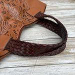 Sundance Purse Brown Tooled Leather Floral Satchel Distressed Boho Western Photo 4