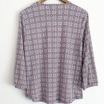 Liz Claiborne 💗 3/$10 💗 geometric print blouse red white black Large EUC Photo 1