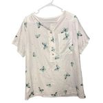 Butterfly Half Button Up XL Sheer Top Boho Preppy Swimsuit Coverup Lightweight White Photo 0