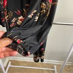 Cato Black And Red Floral Lace Overlay V-Neck A-Line Peek-A-Boo Bishop Sleeve Dress Photo 5