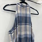 Bella Dahl Linen Blend Blue Plaid Coastal Halter Flowy Top Button Back Sz Small Photo 4