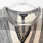 Lucky Brand Womens Y2K Crinkle Henley Top Size Medium Checker Soft Grunge Indie Photo 2