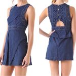Free People Vintage Y2K  New Romantics Lattice Denim Mini Dress Size 2 Photo 14