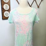 Lilly Pulitzer  Mikela Linen Tee in Minty Fresh Fan Sea XXS Photo 1