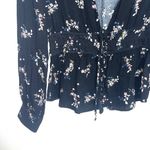 Silver Jeans Black Floral Smocked Waist Collared Peasant Blouse Photo 4