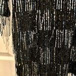 ZARA  NWT BLOGGER FAVORITE  SEQUIN appliqué FRINGED BLACK/SILVER MINI DRESS L Photo 7