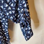 Jones Wear  Blue Floral Long Sleeve Top V Neck XL Photo 2