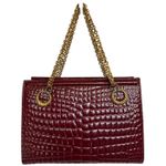 American Vintage Vtg Don Lester burgundy lizard-embossed pattern gold chain double handle bag Photo 0