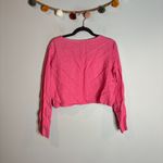 Flax  pink linen cropped button down top Photo 4