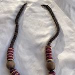 Vintage Chunky Wood Bead Disc Necklace Multiple Shapes Multicolor Western Boho Brown Photo 10