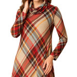 R&K Red Plaid Dress w/ Detachable Cowl Neck Women’s PM NWT Size M Photo 0