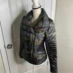 Blanc Noir motion panel camo camouflage down hooded‎ puffer jacket size small Green Photo 6