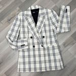 ZARA  Plaid Double Breasted Plaid Blazer‎ Jacket Cream Ecru Black Small Photo 15