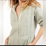 Outerknown  Olive Green Stripe Linen Blend Station Jumpsuit Size Medium‎ Photo 3
