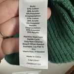 Talbots  Reindeer Star Christmas Holiday Sweater Womens  Large Green Mock Neck Photo 4