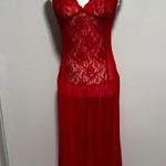 Seven 'til Midnight Red Lace Long Gown Lingerie Women's Date Dress size Medium Photo 0