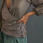 Anthropologie Luanne Shimmer Surplice 3/4 Sleeve Mock Wrap Blouse Photo 1