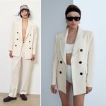 Isabel Marant  Cotton Wool Blend Blazer Jacket in Ivory Size 42 (XL US) Photo 1