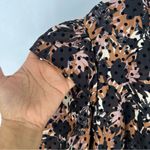 Pano Floral Print Flocked Velvet Eyelet Lace Trim Surplice Tiered Midi Dress Black Size 18 Photo 3