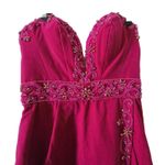 Mac Duggal  Strapless‎ Mini Dress Size 4 Maroon Velvet Embellished Photo 1