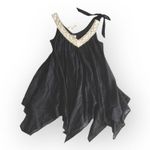 new Shay Todd ❃ Handkerchief Hem Crochet Beach Dress Swim Cover ❃ Black Ivory ❃ Size L Photo 2