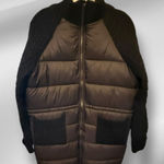Rachel Zoe  Black Long Puffer Coat with Sweater Sleeves‎ Photo 0
