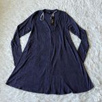 New Lulus Women’s Sweet Comfort Heather Navy Blue Button Photo 2