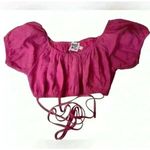 Princess Polly Hot Pink Off Shoulder Puff Sleeve Wrap Carrington Crop Top size 4 Photo 1
