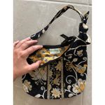 Vera Bradley Shoulder Purse Black Birds Yellow Cotton Small Quilted Preppy Y2K Photo 3