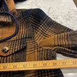 Mystree NEW  Womens Plaid Shirt‎ Jacket Shacket Brown Blue Hooded Size Large Photo 5