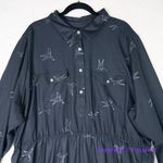 Hutch Womens Shirt Dress Origami Bird Button Front Roll Tab Sleeve Black size 0X Photo 2