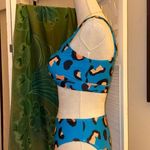 NWT | PINE Blue Leopard Split Back High Waist Bikini | Size Medium Photo 9