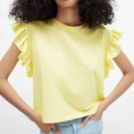 ZARA  Flutter Sleeves Crop Top in Yellow, Size L​​​​​​​​ Photo 0