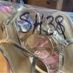 J.Crew Factory T-Strap Heels in Gold CD246 Size 8.5 wedding holiday work event Photo 7