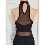 Bebe Illusion Mesh Cut Out Mini Halter Dress Black Sleeveless Women's Size M Photo 5