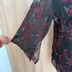 Dress Barn  Black Red Floral Blouse Size 2X Whimsigoth Boho Photo 4
