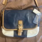 Coach  2014 Hadley Tricolor Colorblock blue tan & white leather crossbody Photo 1