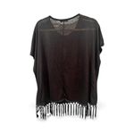 Esperanza Black Sheer Fringe Hem Poncho Top – Size L (NWOT) Size L Photo 1