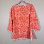 Gretchen Scott Orange White Floral Boho Blouse Womens M Beachy Summer Shirt Top Size M Photo 1