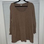 J.Jill Pure  Cotton Basic Long Sleeve Textured Tee Shirt size L Brown Photo 1