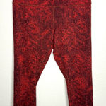Lululemon  Denim Wash Print Autumn Red Black 23" Wunder Train High-Rise‎ Crop Photo 0